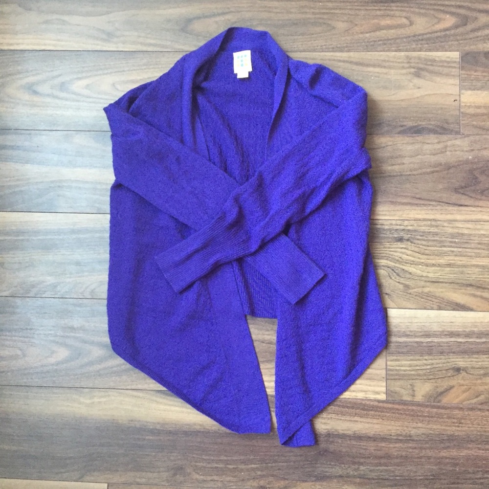 Title Nine purple wool drape cardigan size L